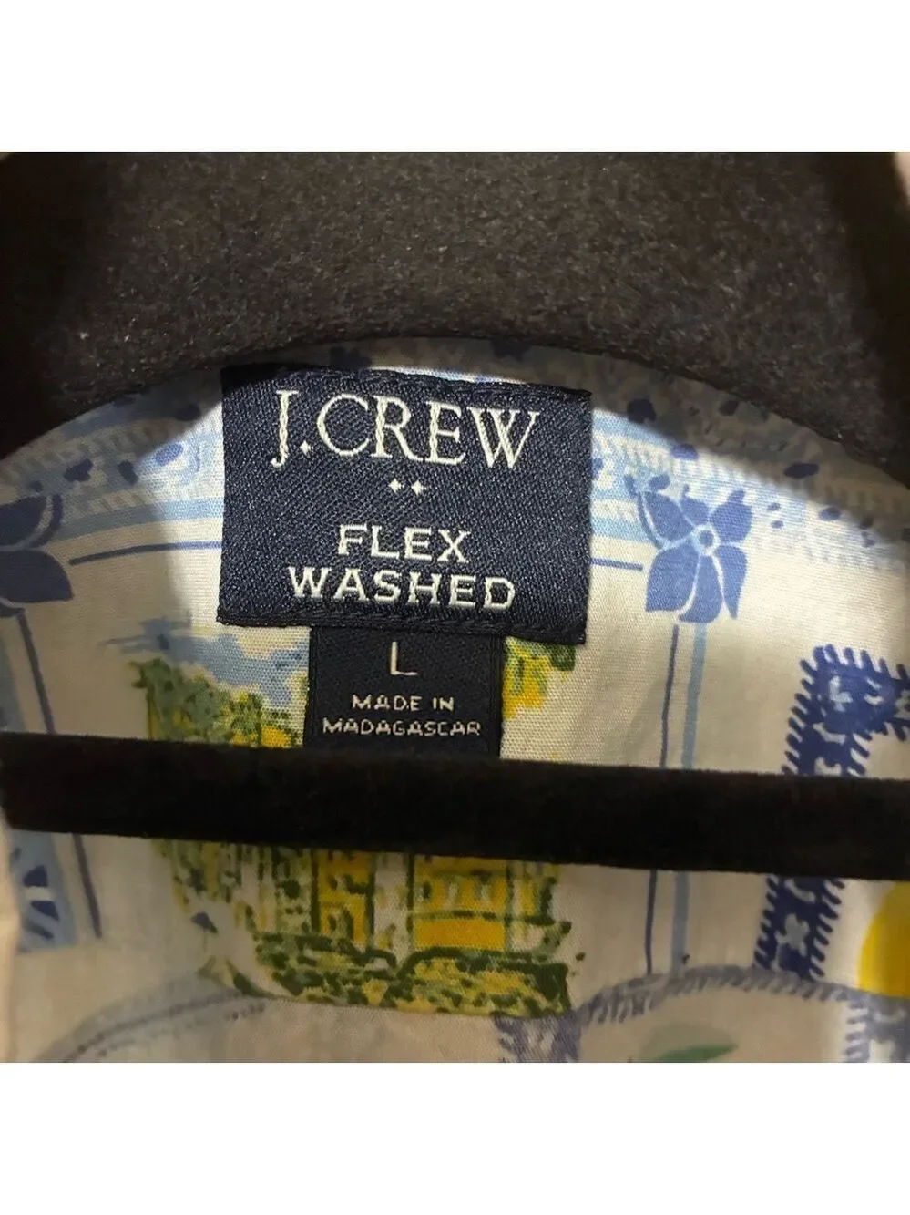 J.Crew Flex Washed Button Down Shirt Men’s L Geometric Short Sleeve Floral